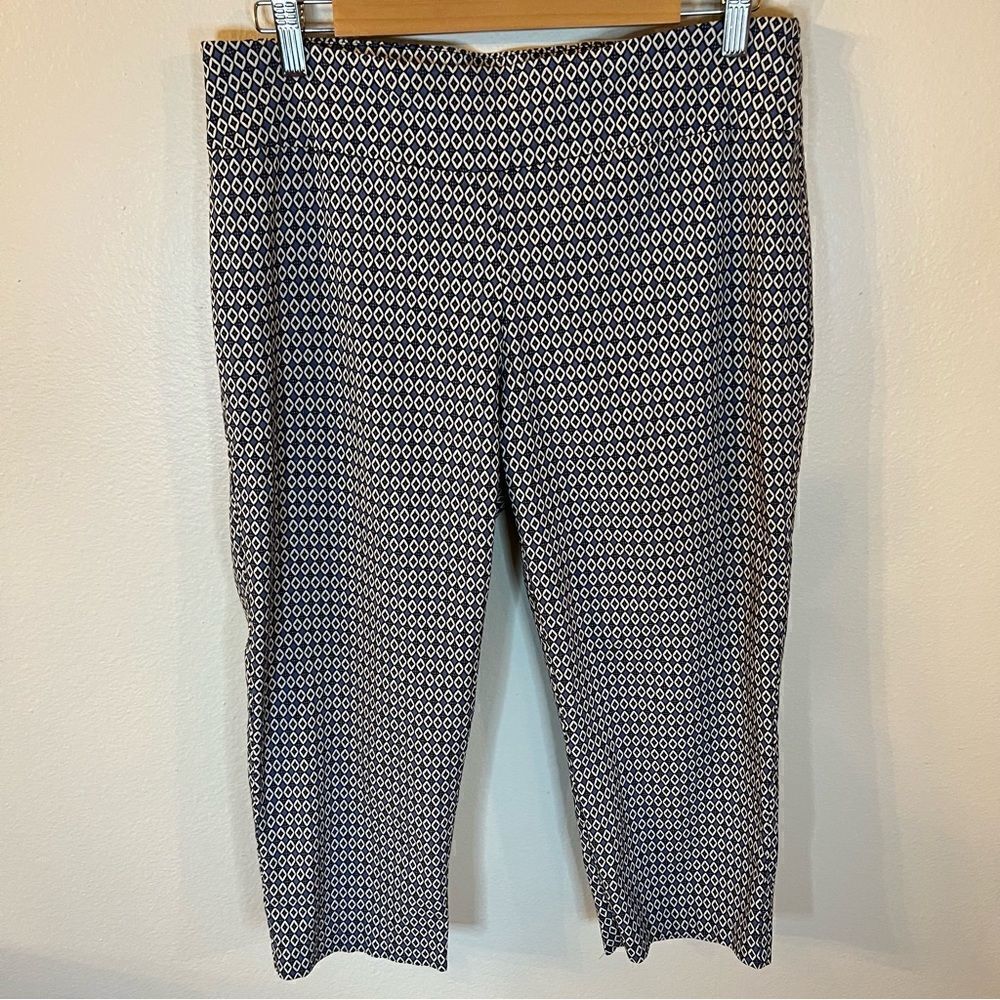 New Directions Pants Women Size 14 Pull-on Blue Diamond Design